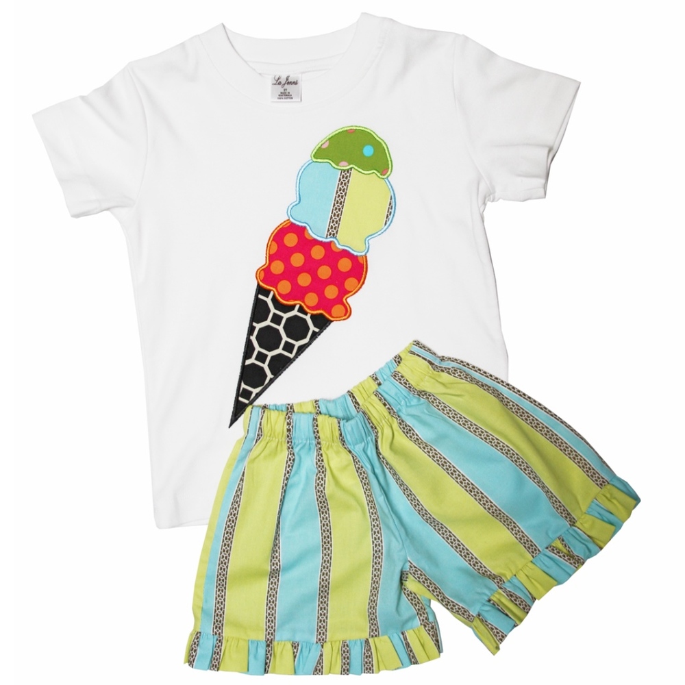Ice Cream Toddler Girls 2Pc Summer Short Set